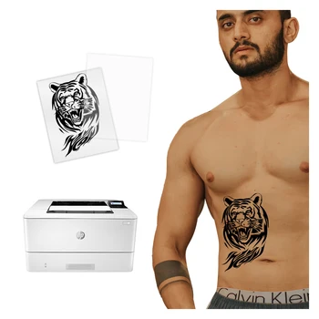 Модни 10 комплекти за мъже или момчета, хартия за художествени татуировки, водоустойчив временна хартия за кожата с мастилено-струйни или лазерни принтери