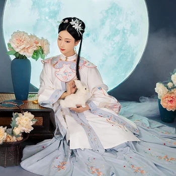 Есенно-зимния женствена рокля Ханфу в китайски стил, традиционни сватбени рокли с бродерия на династията Мин, Ориенталски елегантен костюм фея