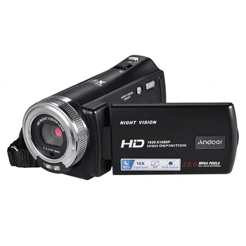 Видеокамера Full HD с 16-кратно цифрово увеличение Andoer V12 1080P преносима камера за нощно виждане с откриване на лица, камера Бърза доставка