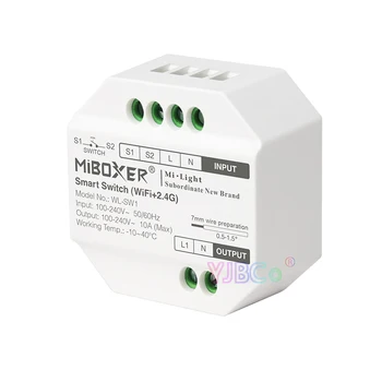 Miboxer 110V-220V 2.4 G WiFi Интелигентен превключвател за включване и изключване на диммера глас Alexa, Google Assistant/Sasha app управление на електрическо оборудване