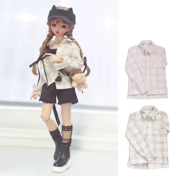 Облекло за кукли BJD е подходящ за дрехи за кукли bjd 1/4 размер, малка клетчатая риза, горната риза, палта, дрехи за кукли от 1/4 от размера, аксесоари за кукли