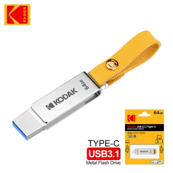 Kodak usb3.1 USB Флаш памет 32 GB 64 GB 128 GB, 256 gb Метален Тип C 2 в 1 Стик Cle OTG USB Устройство с Двойна за Macbook PC TV Laptopo