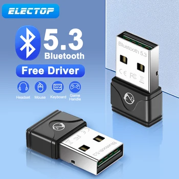 ELECTOP Bluetooth 5,3 Адаптер Донгл USB Bluetooth 5,0 4,0 Предавател за PC Win Клавиатура Безжична Мишка Музикален Аудио Адаптатор