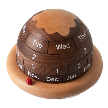 1 комплект дървени настолен календар Декор офис бюрото Декор на вечния настолен календар Планета