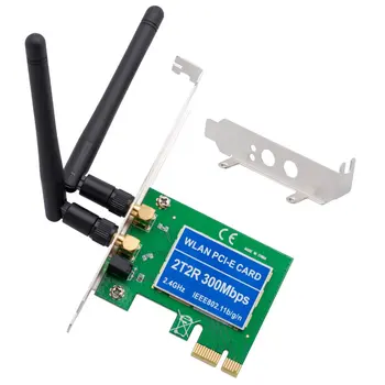 Безжична PCIe 300 Mbit/с Вътрешна карта PCIe WiFi Мрежова карта PCI Express за настолни КОМПЮТРИ с двойна антена 2,4 Ghz 2T2R PCI-e WLAN Card