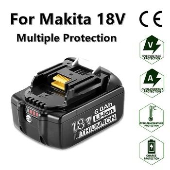100% Оригинален Makita 18V, Акумулаторна батерия 6000mAh Електроинструмент Makita Батерия с led Литиево-йонна батерия Заместител на LXT BL1860B BL1860 BL1850