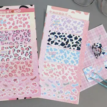 Ins Idol Card, корейското сърцето на леопард, студентски канцеларски материали, украса за scrapbooking, стикер, граница, блестящ стикер