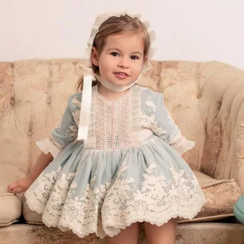 2023 Детски Испански рокли Есен-Зима За Момичета, Испански рокля Lotia, Детски Бални Рокли с Дълъг Ръкав, Шапка, Детски Плътно Рокля С Лък