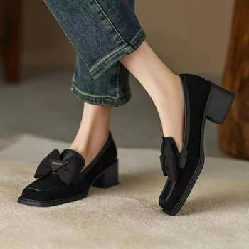 Лоферы, дамски обувки, пролет 2023, нова мода дизайнерски дамски елегантен офис модельная обувки с квадратни пръсти, обувки-лодка Zapatos