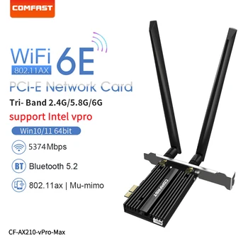 Трехдиапазонная Wi-Fi карта 6E AX210Vpro Wi-Fi Bluetooth 5,2 Адаптер Wi Fi 5374 Mbps на 2,4 Г/ Гц5 Ghz /6 Ghz 802.11 AX/ AC Гигабитная мрежа PCIE
