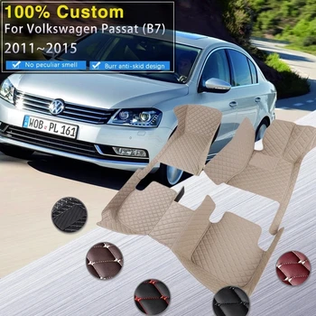 Автомобилни Стелки За VW Volkswagen Passat B7 2011 ~ 2015 Луксозна Кожена Подложка Трайни Защитни Килими Rugs Set автоаксесоари 2012