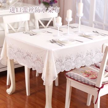 Моющаяся европейската благородна покривка за масата за хранене Луксозна правоъгълна домакински прясна покривка за места в Бял цвят