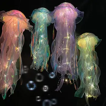 Декоративна лампа във формата на медузи, направи си сам, декоративна лампа във формата на медузи, вечерни декоративни лампи ръчна изработка, декоративна топка лампа, за украса