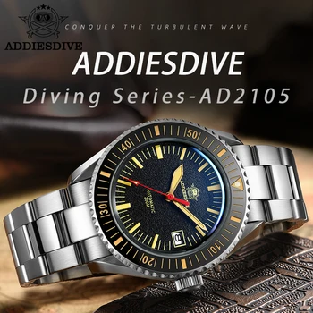 Addies Dive Мъжки Часовник серия Diving AD2105 с Сапфирено стъкло C3, Светещи Часовници, 20 Бар, Дисплей Календар на Водолаза на Часовника От Неръждаема Стомана