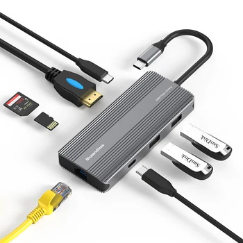 100 W Type C до USB 3,1 HUB Докинг Станция 8K 30Hz 4K 120Hz 60Hz HDMI 2,1 SD TF Карта, за MacBook Pro Air Extension Дърва Acce