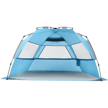 Плажна палатка Pacific Breeze Easy Setup Deluxe XL SPF 50 + Всплывающая Плажна палатка Осигурява сянка от слънцето за 4 + души