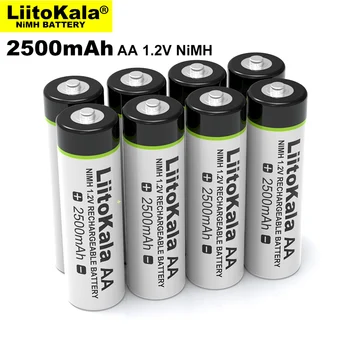 8 бр., Liitokala, 1.2, AA 2500 mah, Ni-MH акумулаторна батерия за температура пистолет играчка мишка с дистанционно управление, батерии за електрически вентилатор