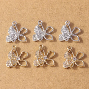 10шт 17x20 мм красиви кристални кухи висулки-пеперуди за бижута дамски модни висящи обеци, Висулки, колиета занаяти подарък