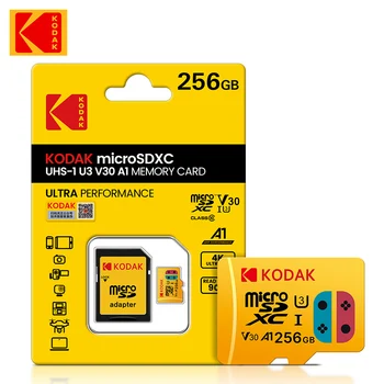 Търговия на едро на Оригинални Карти памет KODAK U3 Micro SD 256 GB Class 10 V30 4K HD Micro TF Flash карти 256 GB с SD адаптер За телефон