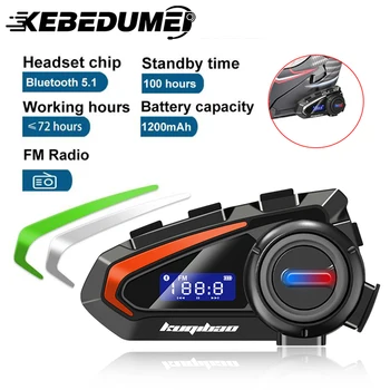Мотоциклет Шлем Bluetooth Слушалки Водонепроницаемое FM радио на Безжични Слушалки Гласово Управление Слушалки С Намаляване на Шума три-цветен