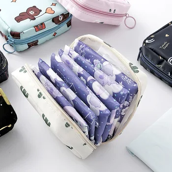 Корейски женски козметични чанти с мече за момичета, органайзер за грим, дамски пътна хубава хигиенична салфетка, червило, free toiletries, косметичка за съхранение