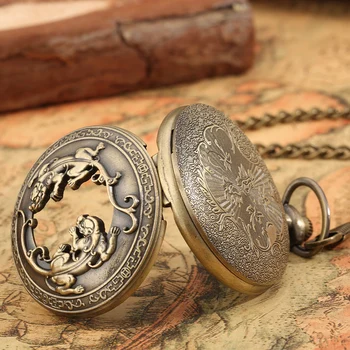 Унисекс Реколта джобни часовници Brave Troops, кварцевое бронзова огърлица, ключодържател, часовник върху дебела/тънка верига, ретро коллекционный подарък