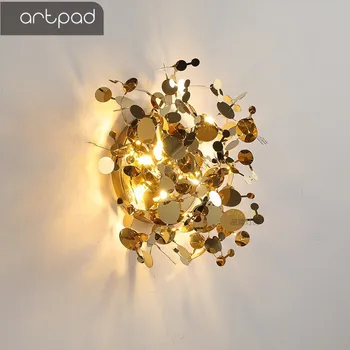 Стенен лампа от скандинавския сребро, монтиран на стената лампа от неръждаема стомана, интериор за спални, стенни осветителни тела за дома, led осветителни тела, вътрешни златно покритие