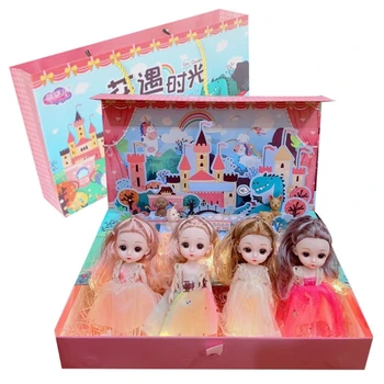 4 комплекта 5-инчов кукли, мини-кукли включва 4 предмета за момичета, 4 комплекта дрехи за кукли от ръчно изработени 4 чифта обувки за кукли
