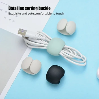 Силиконов USB-органайзер за кабел, устройство за навиване на кабели, скоби за прецизно управление на работния плот, държач на кабела за мишката, органайзер за слушалки