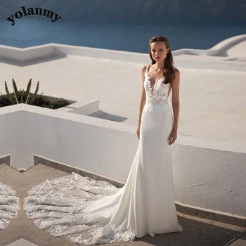 YOLANMY 6 луксозни Сватбени Рокли на Русалка За Жени 2023 Bride Brautmode С Аппликацией Vestidos De Новия