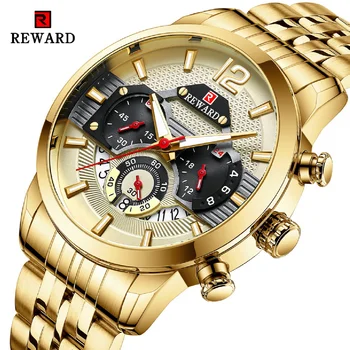 Новите часовници за мъже 2022 REWARD висок клас марка кварцов хронограф водоустойчивост на часовника от неръждаема стомана, мъжки спортни часовници Reloj Hombre