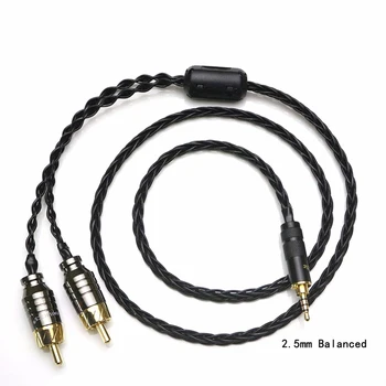 Audiocrast 2.5/3.5/4.4 мм балансиран включете 2 RCA Штекерный сплитер аудио кабел 24AWG OCC посеребренный кабел за плеъри, слушалки