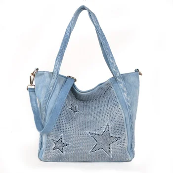 Модни дънки чанта с диаманти женствена чанта през рамо, дънкови и ежедневни чанти-тоут
