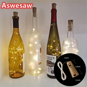 Led светлини за бутилки за вино с тапа, 1/2/3 м, корк светлини, страхотна мини-гирлянди за бутилки с алкохол, занаяти, сватбени украси за партита