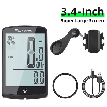 Измерване на скоростта на велосипеда, водоустойчив велосипеден километрометр, цифров велосипеден измерване на скоростта, управление на голям екран мобилен телефон, хронометър за колоездене