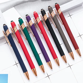 60 бр./лот, метални химикалки с писалка за сензорни екрани, канцеларски писма, офис ученически подаръци