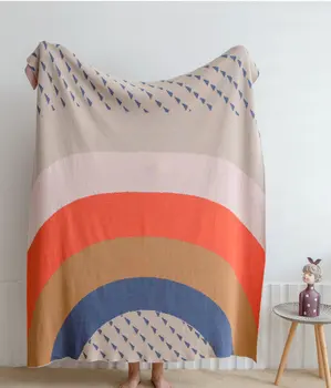 INS Nordic Rain Rainbow вязаное одеяло 130x160 см супер меко вязаное на една кука топло покривки за легла, дивани, аксесоари за дома
