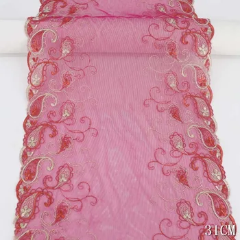 29 ярда, розово-червена двустранен бродирани лейси покритие, тюлевое сетчатое бельо, сутиени, бельо, куклено рокля ръчна изработка, тъканни материали за шиене