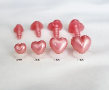 нов arrvial 40шт 10 мм 13 мм, 15 мм 17 мм, розов цвят във формата на сърце пластмасови безопасни играчки носовете с шайба за 