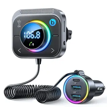 Автомобилен MP3 плейър Bluetooth 5.3 FM Модулатор Безжичен RGB подсветка TF Карта U Дисков Плейър, Двойно USB Type-C Бързо Зарядно Устройство за Автомобилни Комплекти