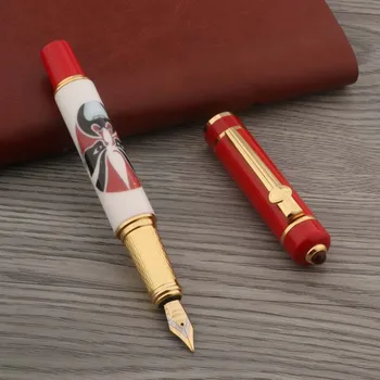 2022 Нова керамични писалка Класически дизайн лице в стила на Пекинската опера, червено-златни канцеларски материали, ученически пособия, чернильная дръжка
