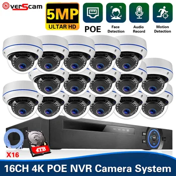 H. 265 16CH 4K POE NVR Комплект Система за видеонаблюдение 5MP POE IP Камера за Видеонаблюдение е Sytem Комплект Аудиокасети XMEYE IP Cam Набор от 16 Канала