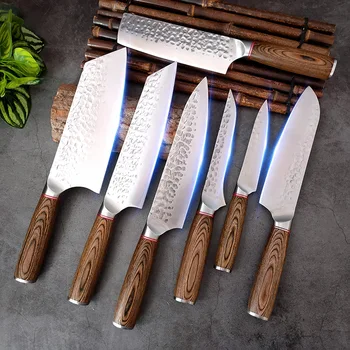 1-7 бр., набор от японски ножове, кухненски нож на главния готвач на високо стомана, нож за рязане на месо, зеленчуци, плодове, комплект кухненски ножове ръчно коване