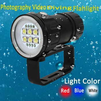 20000LM 14 led Фенерче за Гмуркане 6x9090 led Лампа за снимане на Видео подводен водоустойчив тактически фенер + 4x18650 + Зарядно устройство