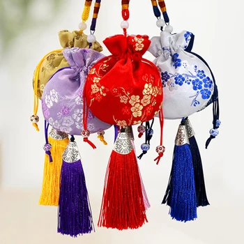 Чанта за съхранение на бижута в китайски стил, винтажное саше с бродерия ръчна изработка, подарък чанта от съвсем малък с пискюл, подарък декор от брокат