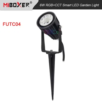 6 W RGB + CCT Led Градински лампа Miboxer FUTC04 Водоустойчив IP66 С регулируема яркост Морава Лампа 110v Ac 220 Външно Осветление 2,4 ГРАМА на RF Дистанционно управление