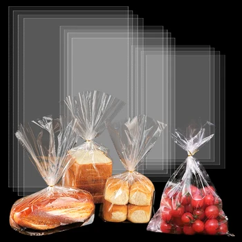 100шт Прозрачни найлонови пакети плоски Прозрачни найлонови торбички OPP с отворен покрив чантата за опаковане на бисквитка за Сватба парти сладки торбичка за бонбони